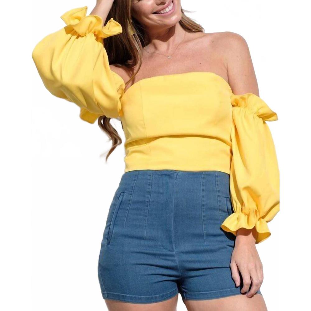 NEW TEA & CUP yasmine off shoulder top in yellow